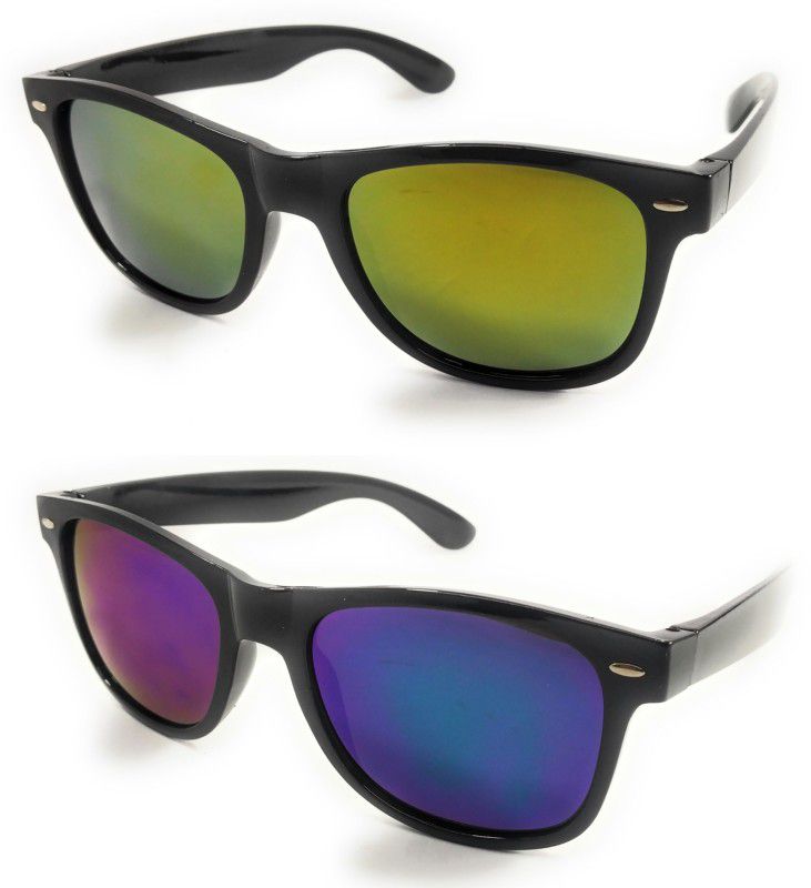UV Protection, Mirrored Wayfarer Sunglasses (54)  (For Men & Women, Yellow, Green)