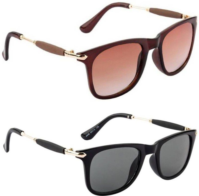 UV Protection, Gradient, Others Wayfarer Sunglasses (Free Size)  (For Men & Women, Brown, Black)