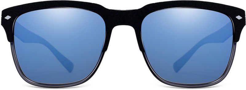 Polarized, UV Protection, Mirrored Wayfarer Sunglasses (55)  (For Men & Women, Blue)