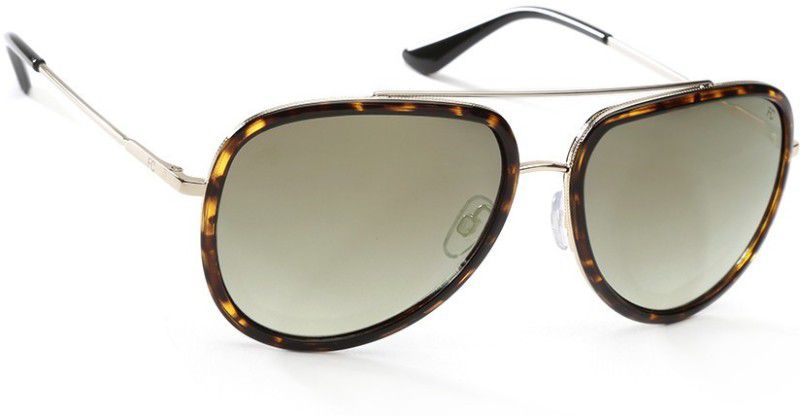 Mirrored Aviator Sunglasses (Free Size)  (For Men & Women, Green, Golden)