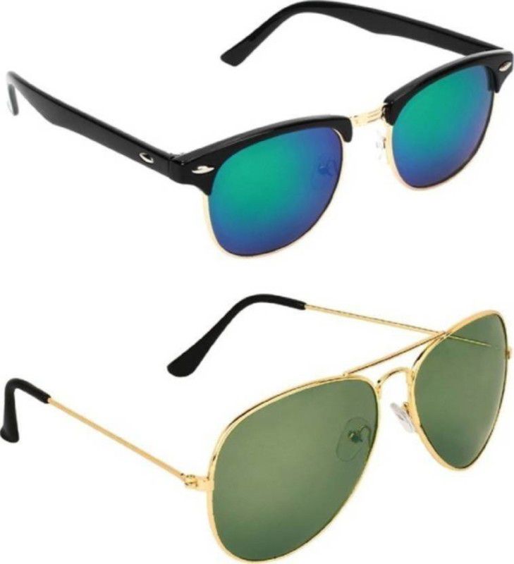 UV Protection Wayfarer, Aviator Sunglasses (Free Size)  (For Men & Women, Blue, Green)