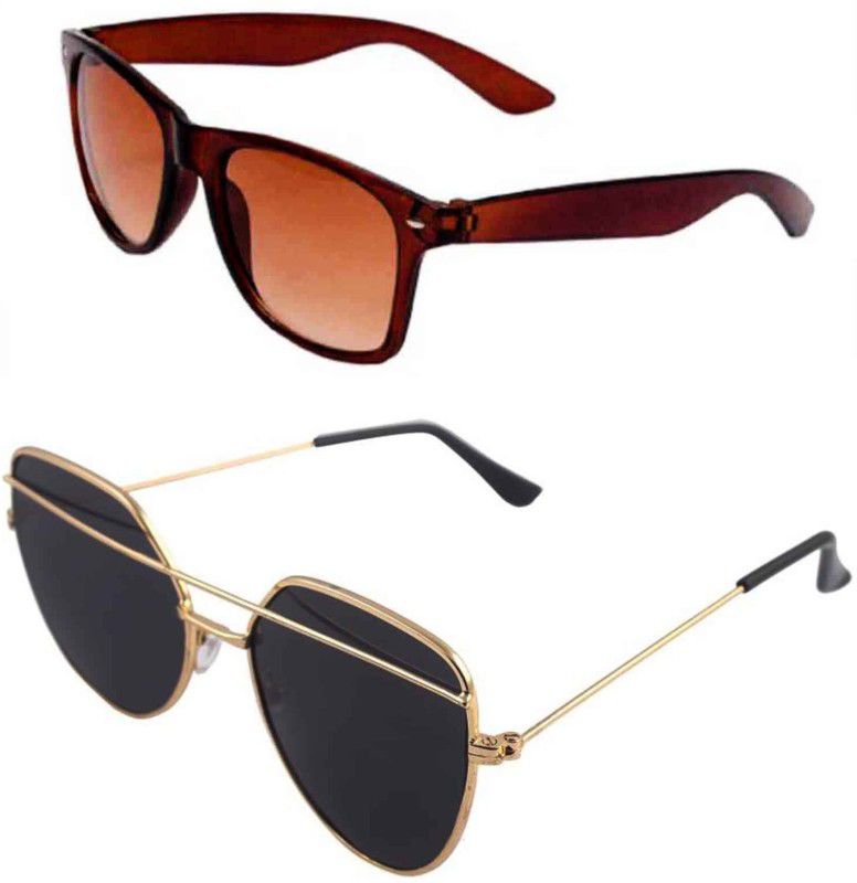 UV Protection Retro Square, Wayfarer Sunglasses (Free Size)  (For Men & Women, Black, Brown)