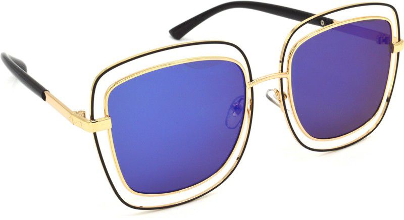Mirrored, UV Protection Over-sized Sunglasses (Free Size)  (For Men & Women, Blue, Violet)