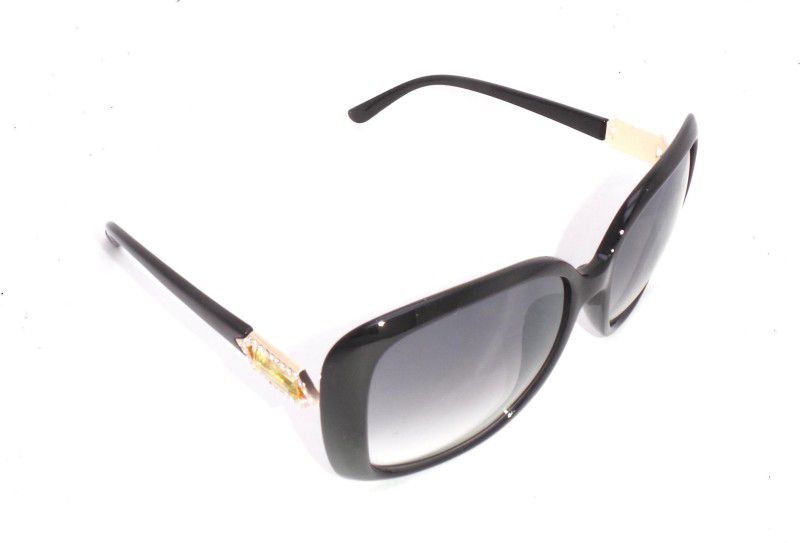 Gradient Over-sized Sunglasses (Free Size)  (For Girls, Black)