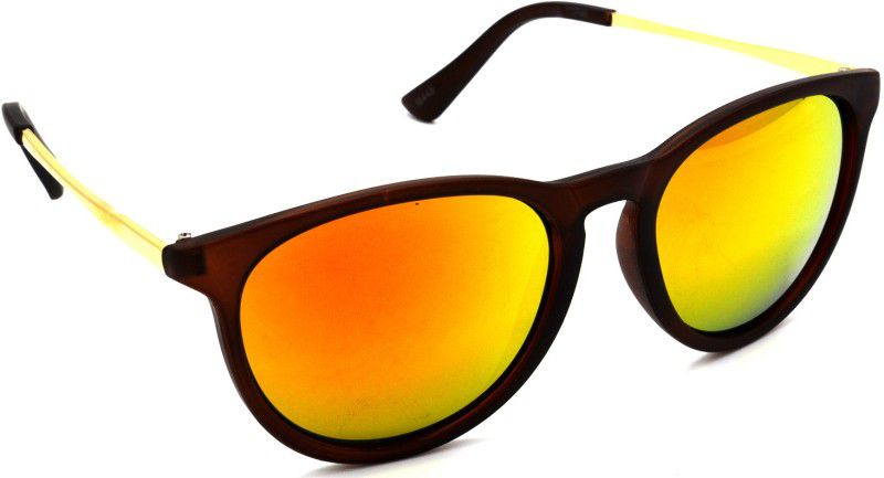 Mirrored, Gradient, UV Protection Oval, Round Sunglasses (Free Size)  (For Men & Women, Golden)