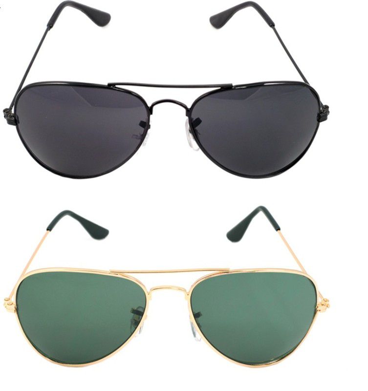 Aviator Sunglasses (Free Size)  (For Men & Women, Green, Black)