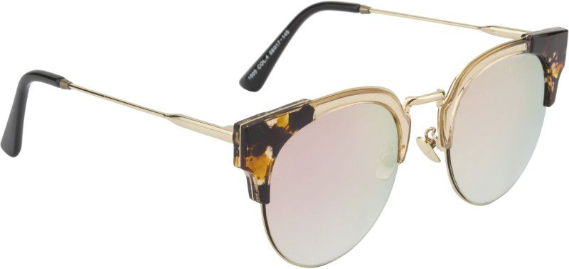 Mirrored Clubmaster Sunglasses (58)  (For Women, Blue, Pink)