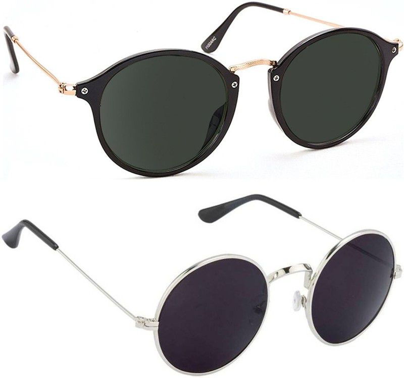 Mirrored, UV Protection Cat-eye, Round Sunglasses (53)  (For Men & Women, Black)