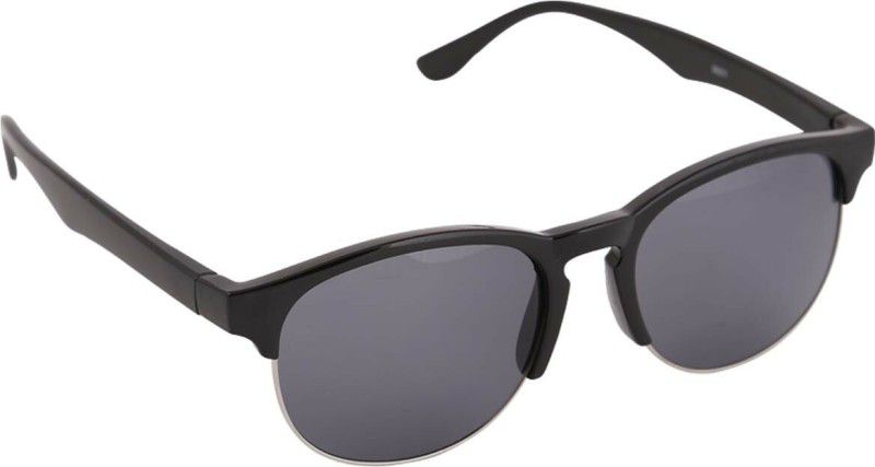 UV Protection Clubmaster Sunglasses (54)  (For Men & Women, Black, Silver)