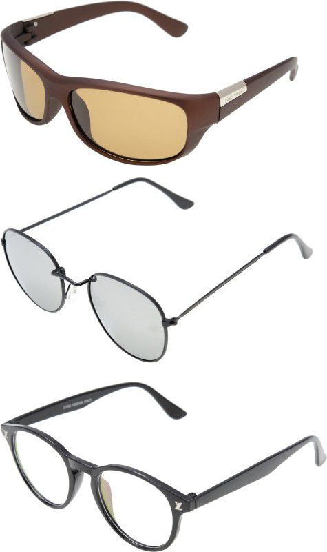 UV Protection Aviator, Wayfarer, Round Sunglasses (Free Size)  (For Men & Women, Brown, Grey, Clear)