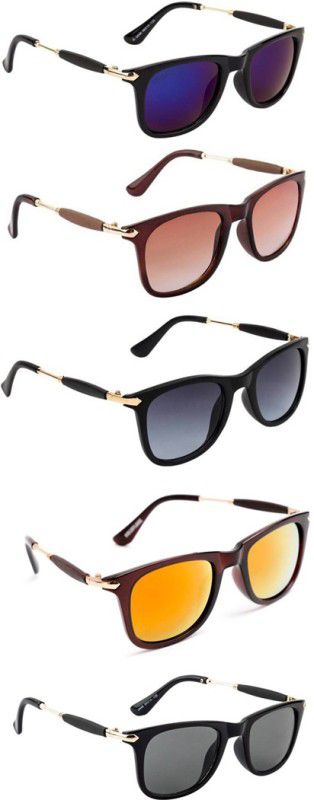 UV Protection, Gradient, Others Wayfarer Sunglasses (Free Size)  (For Men & Women, Violet, Brown, Grey, Orange, Black)