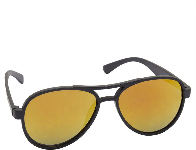 UV Protection, Mirrored Aviator Sunglasses (57)  (For Men & Women, Golden)