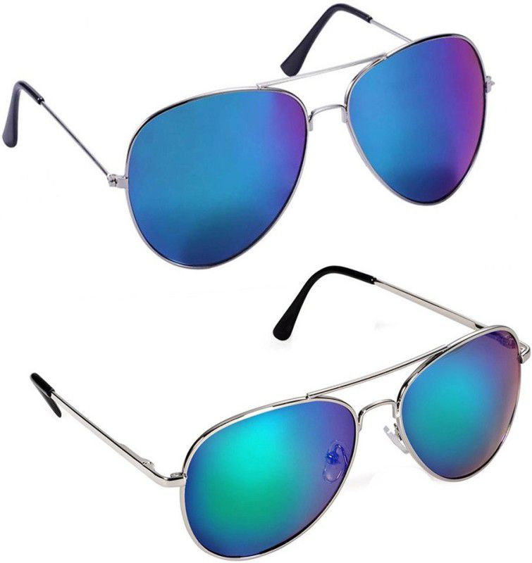 UV Protection Aviator Sunglasses (55)  (For Men, Blue, Green)