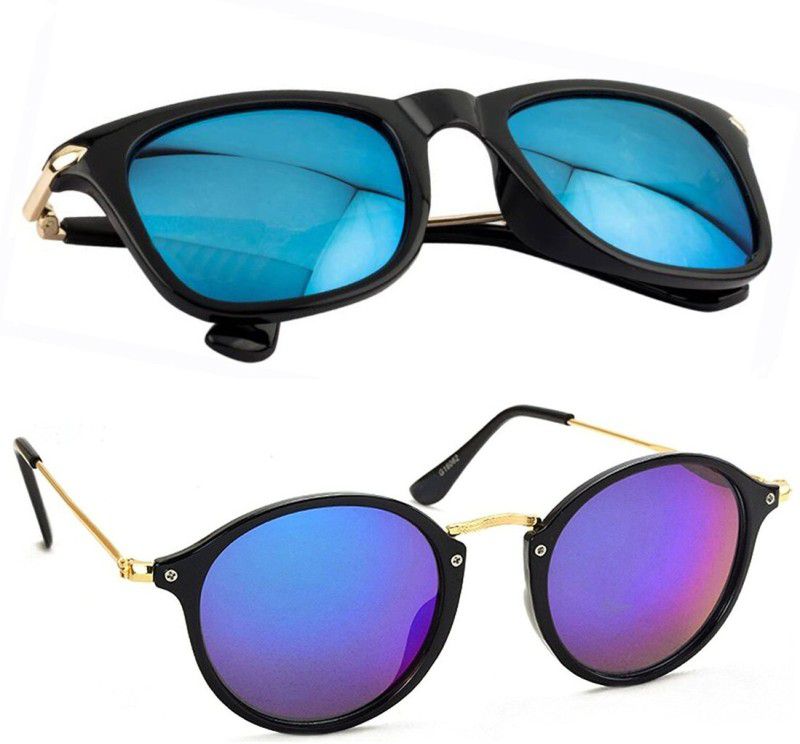 Mirrored, UV Protection Cat-eye, Wayfarer Sunglasses (53)  (For Men & Women, Blue)