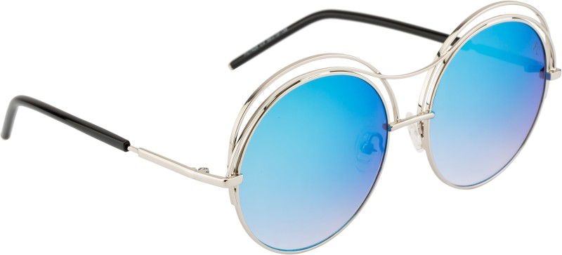 Mirrored Round Sunglasses (58)  (For Women, Pink, Blue)