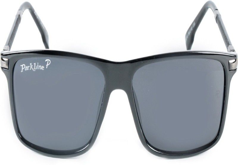 Polarized Rectangular Sunglasses (56)  (For Boys & Girls, Black)