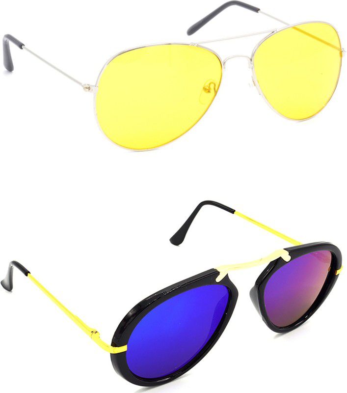 UV Protection Aviator Sunglasses (58)  (For Men & Women, Yellow, Blue)