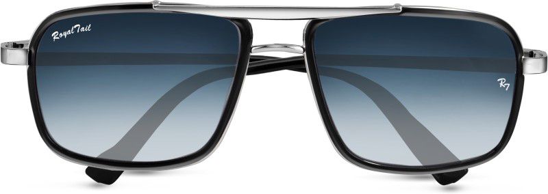 Polarized Rectangular Sunglasses (58)  (For Men & Women, Blue)