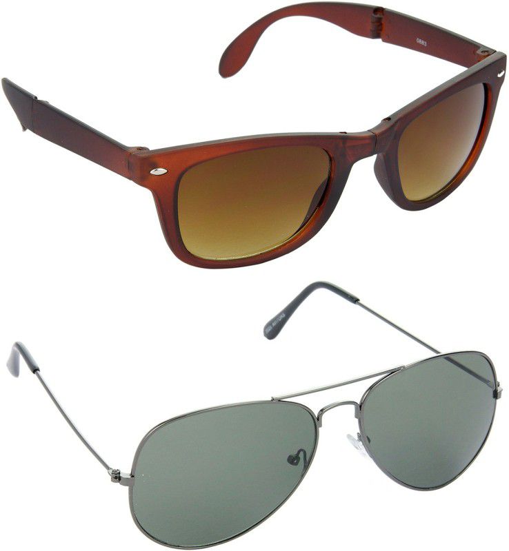 Gradient Wayfarer, Aviator Sunglasses (Free Size)  (For Men, Brown)