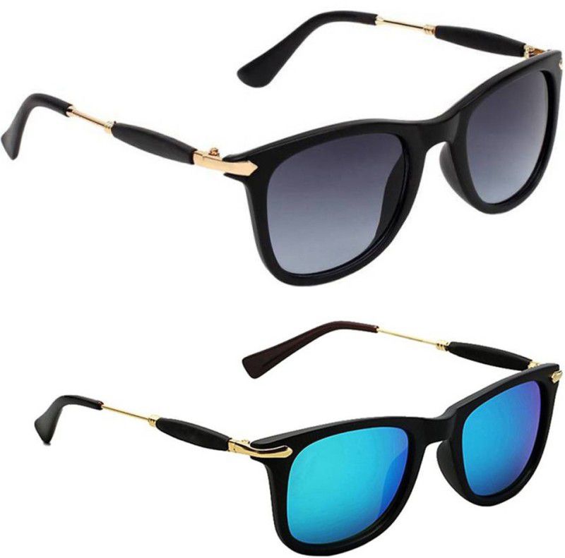 UV Protection, Gradient, Others Wayfarer Sunglasses (Free Size)  (For Men & Women, Grey, Blue)