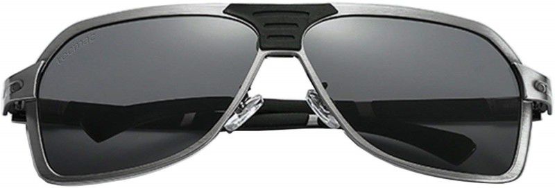 Polarized, Mirrored, UV Protection Rectangular Sunglasses (65)  (For Men & Women, Black)