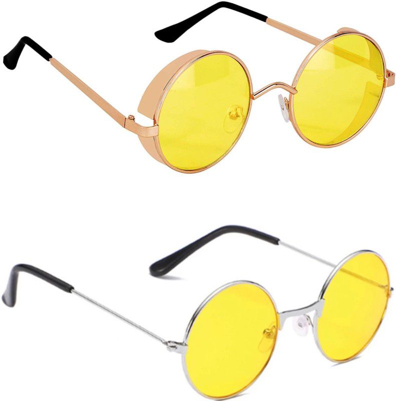 UV Protection Round Sunglasses (51)  (For Men & Women, Yellow)