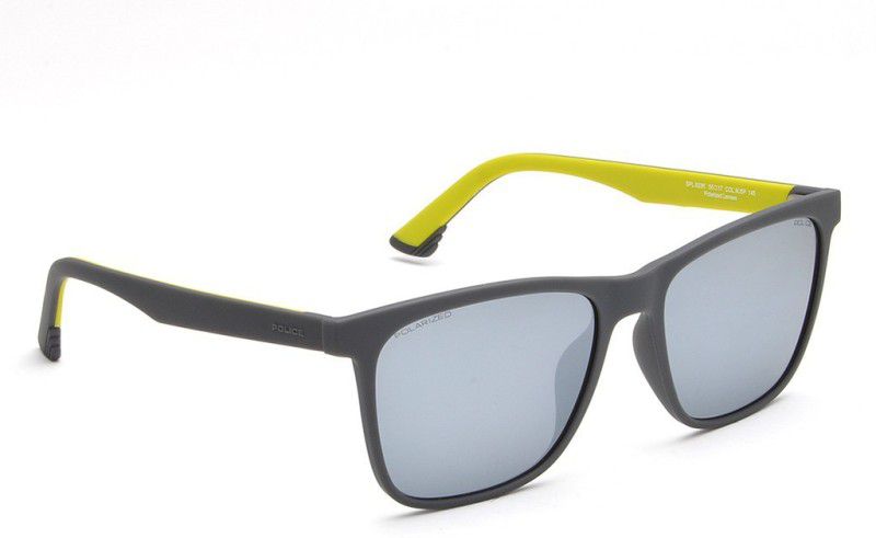 Polarized, Mirrored Rectangular Sunglasses (55)  (For Men, Grey)