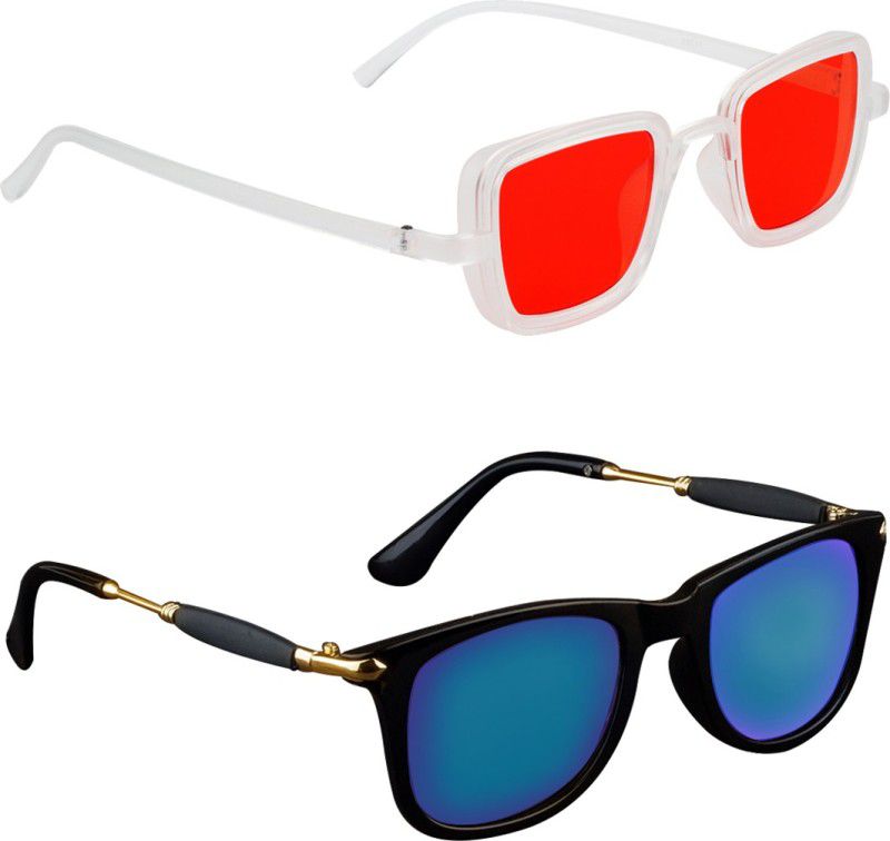 UV Protection Rectangular Sunglasses (40)  (For Men & Women, Red, Blue)