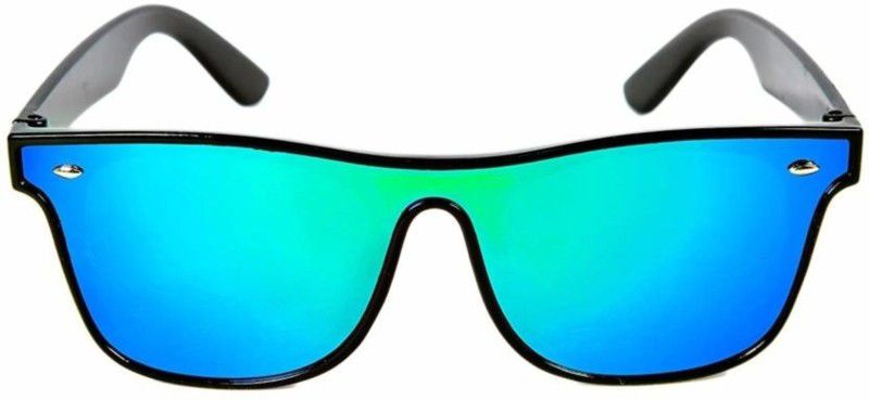 UV Protection Shield Sunglasses (Free Size)  (For Men & Women, Blue)