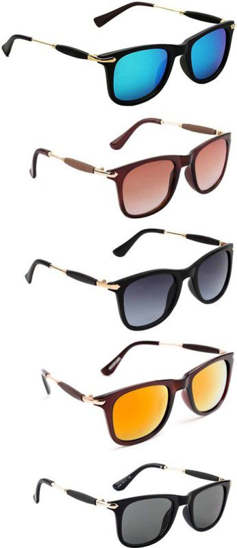 UV Protection, Gradient, Others Wayfarer Sunglasses (Free Size)  (For Men & Women, Blue, Brown, Grey, Orange, Black)