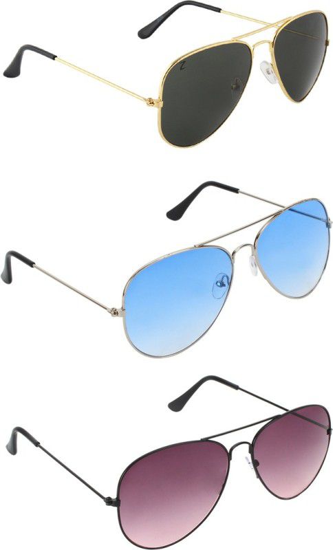 Gradient, UV Protection Aviator, Aviator, Aviator Sunglasses (55)  (For Men & Women, Black, Blue, Brown)