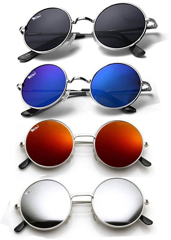 UV Protection Round Sunglasses (50)  (For Men & Women, Black, Blue, Red, Silver)