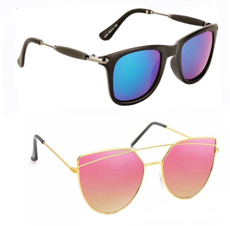 UV Protection Aviator Sunglasses (55)  (For Men & Women, Green, Pink)