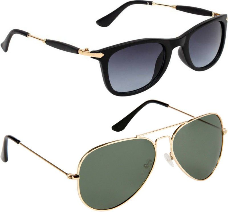UV Protection Aviator Sunglasses (57)  (For Men & Women, Black, Green)