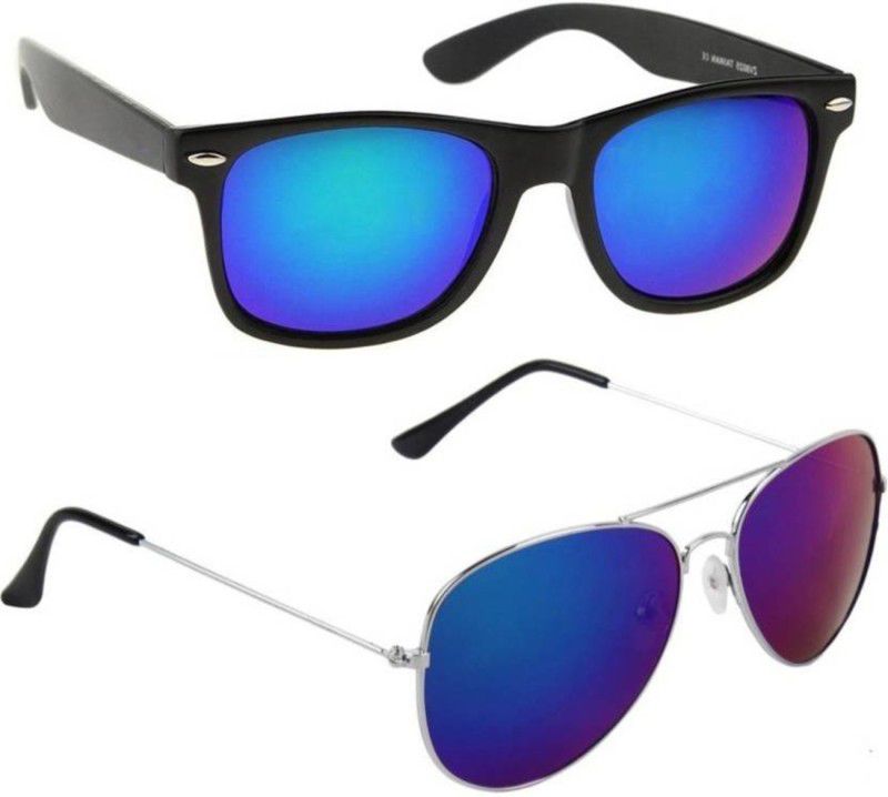 UV Protection Wayfarer, Aviator Sunglasses (Free Size)  (For Boys & Girls, Blue)