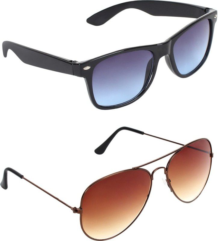 Gradient, UV Protection Wayfarer, Aviator Sunglasses (53)  (For Men & Women, Blue, Brown)