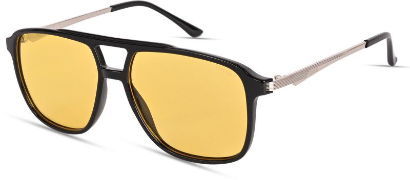 Polarized Retro Square Sunglasses (Free Size)  (For Men, Yellow)