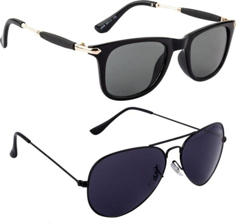 UV Protection Wayfarer Sunglasses (Free Size)  (For Boys & Girls, Black, Black)