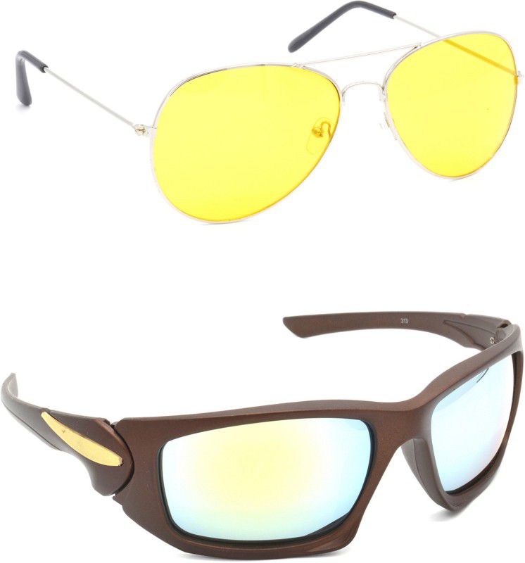 UV Protection Aviator Sunglasses (58)  (For Men & Women, Yellow, Silver)