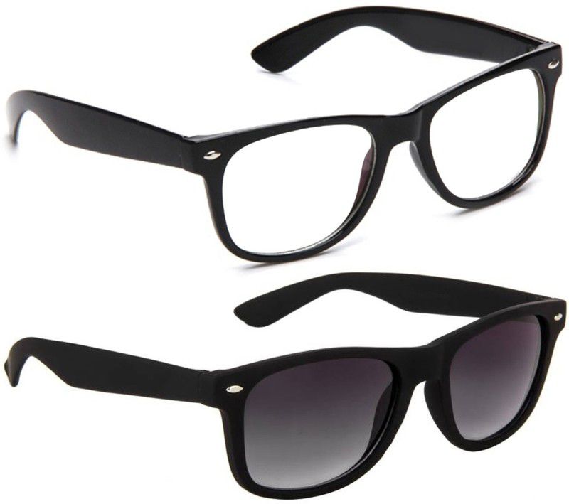 UV Protection Retro Square Sunglasses (53)  (For Men & Women, Grey, Clear)