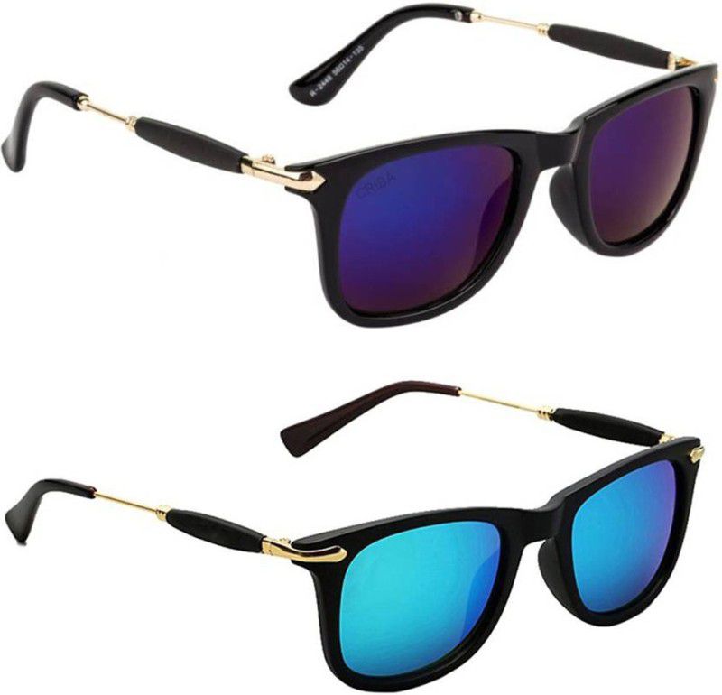 UV Protection, Gradient, Others Wayfarer Sunglasses (Free Size)  (For Men & Women, Violet, Blue)