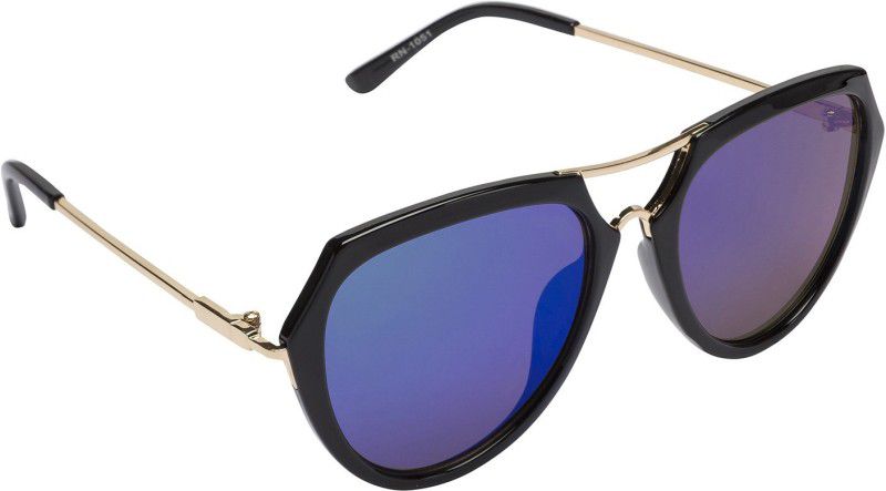 UV Protection, Mirrored Aviator Sunglasses (58)  (For Women, Green)