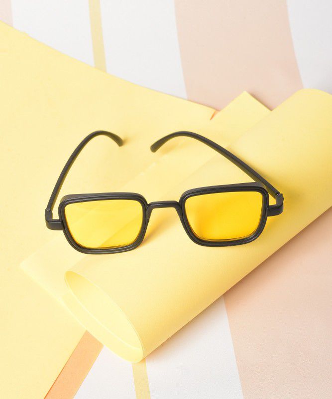 Night Vision Retro Square Sunglasses (51)  (For Men & Women, Yellow)