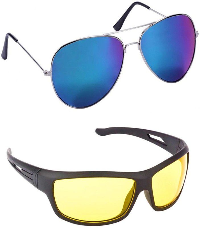 UV Protection Aviator Sunglasses (55)  (For Men, Blue, Yellow)