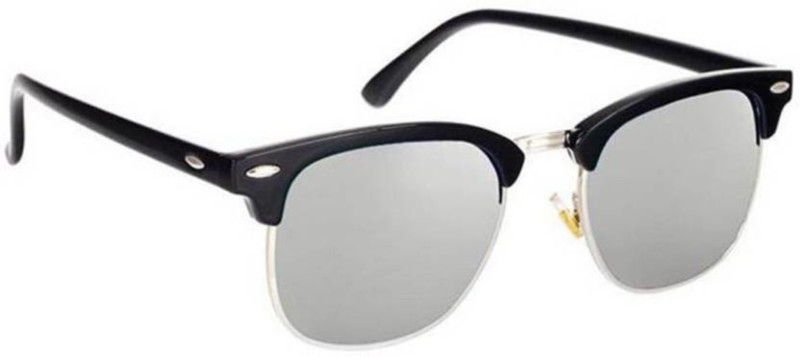 UV Protection Clubmaster Sunglasses (Free Size)  (For Men & Women, Silver)
