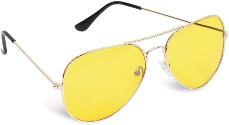 UV Protection, Night Vision Wrap-around Sunglasses (55)  (For Men & Women, Yellow)