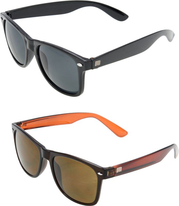 UV Protection Aviator, Wayfarer, Round Sunglasses (Free Size)  (For Men & Women, Black, Brown)