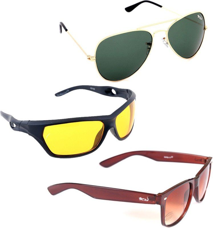 Gradient Aviator, Sports, Wayfarer Sunglasses (Free Size)  (For Men, Multicolor)