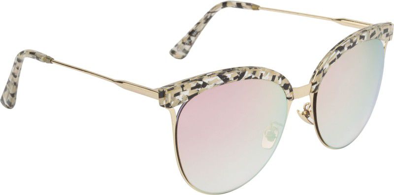 Mirrored Cat-eye Sunglasses (56)  (For Women, Blue, Pink)