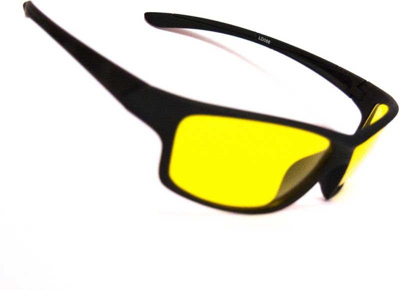 UV Protection, Polarized Rectangular, Wrap-around Sunglasses (Free Size)  (For Men & Women, Yellow)